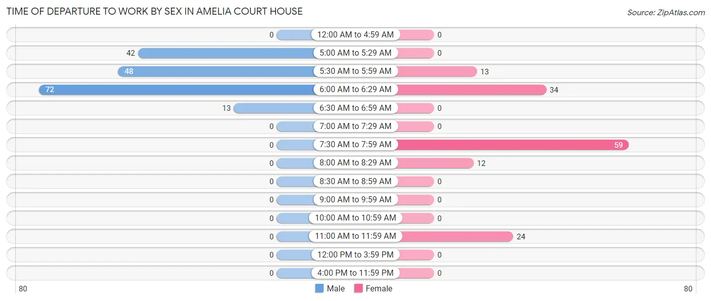 Time of Departure to Work by Sex in Amelia Court House
