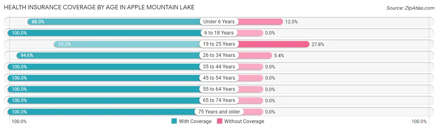 Health Insurance Coverage by Age in Apple Mountain Lake