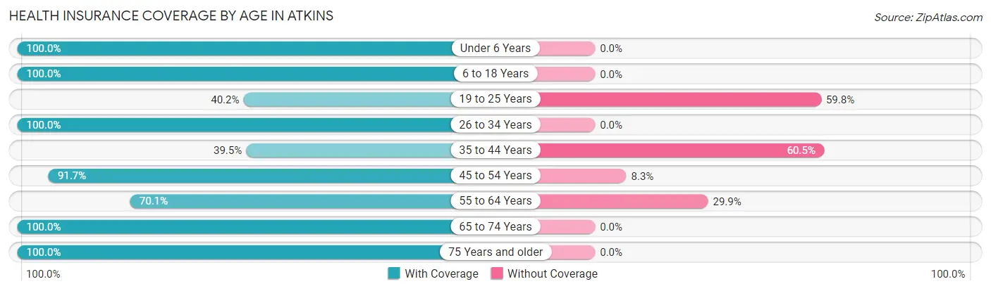 Health Insurance Coverage by Age in Atkins