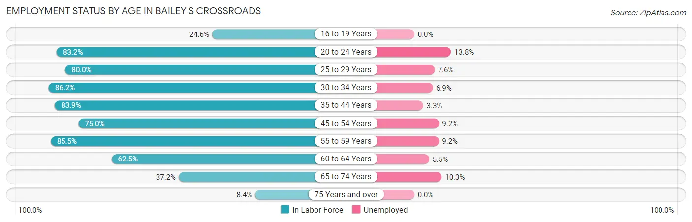 Employment Status by Age in Bailey s Crossroads