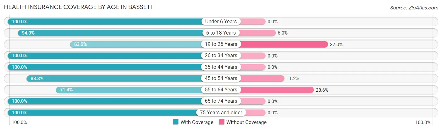Health Insurance Coverage by Age in Bassett