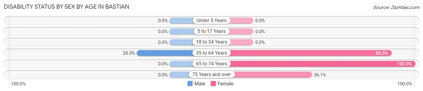 Disability Status by Sex by Age in Bastian