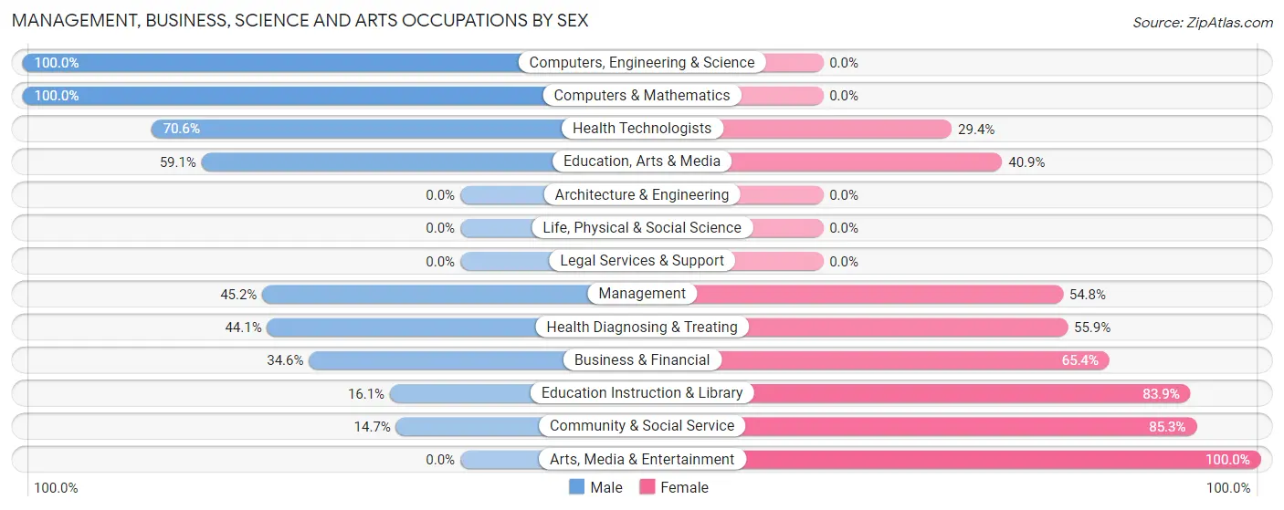 Management, Business, Science and Arts Occupations by Sex in Bellwood