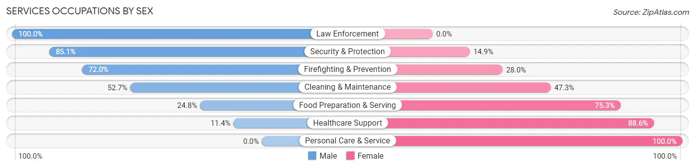 Services Occupations by Sex in Bellwood