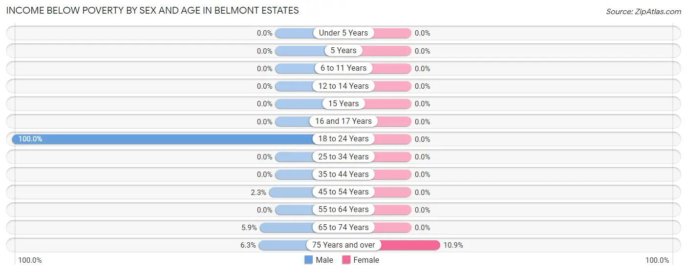 Income Below Poverty by Sex and Age in Belmont Estates