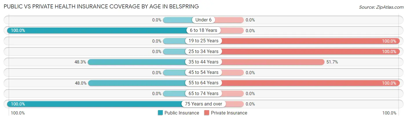 Public vs Private Health Insurance Coverage by Age in Belspring