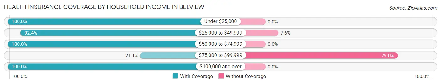Health Insurance Coverage by Household Income in Belview