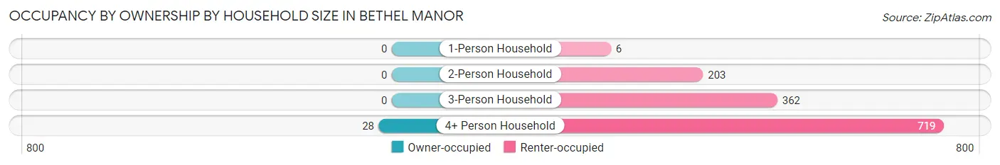 Occupancy by Ownership by Household Size in Bethel Manor