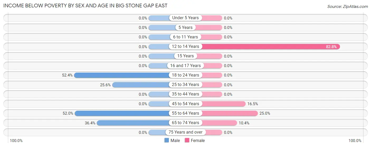 Income Below Poverty by Sex and Age in Big Stone Gap East