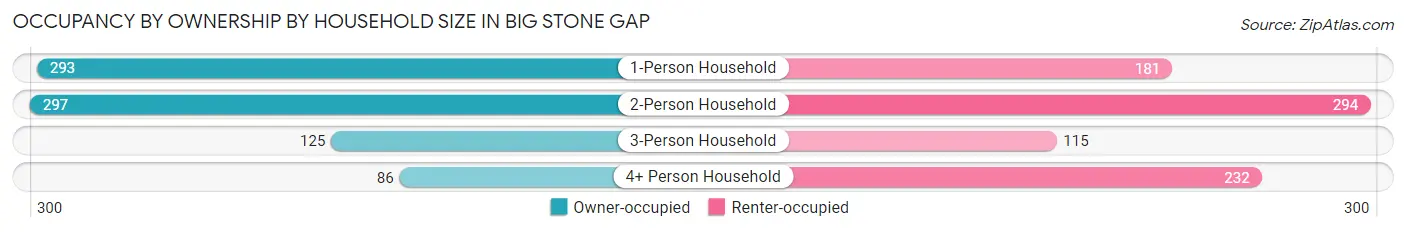 Occupancy by Ownership by Household Size in Big Stone Gap