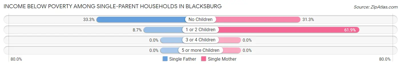 Income Below Poverty Among Single-Parent Households in Blacksburg