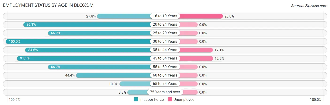 Employment Status by Age in Bloxom