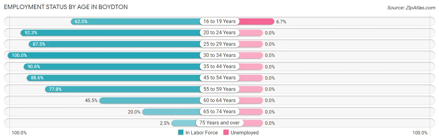 Employment Status by Age in Boydton