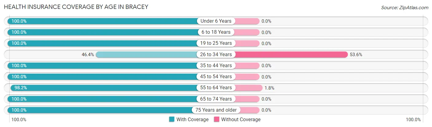 Health Insurance Coverage by Age in Bracey