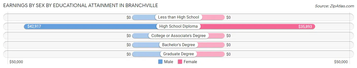Earnings by Sex by Educational Attainment in Branchville
