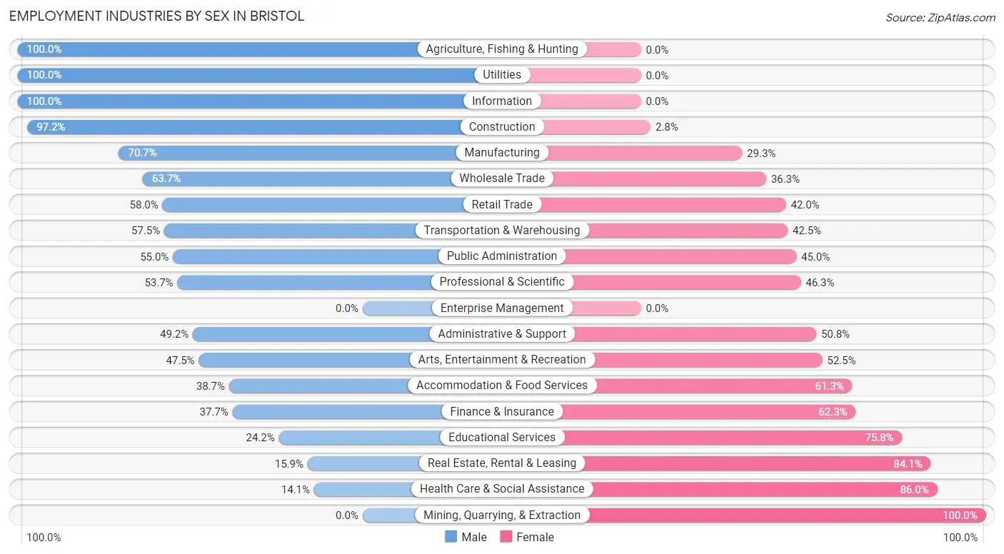 Employment Industries by Sex in Bristol