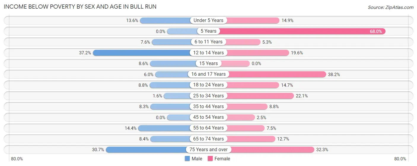 Income Below Poverty by Sex and Age in Bull Run