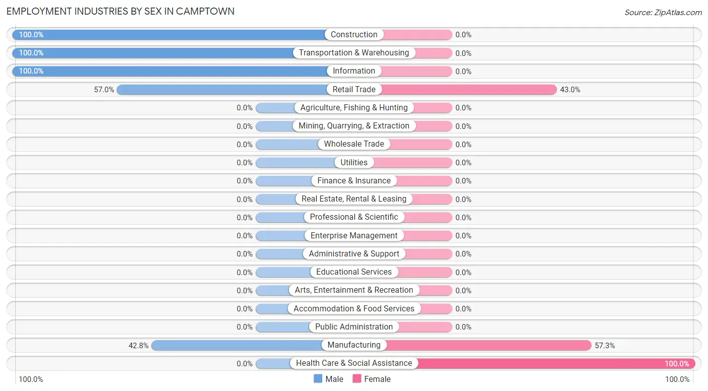 Employment Industries by Sex in Camptown