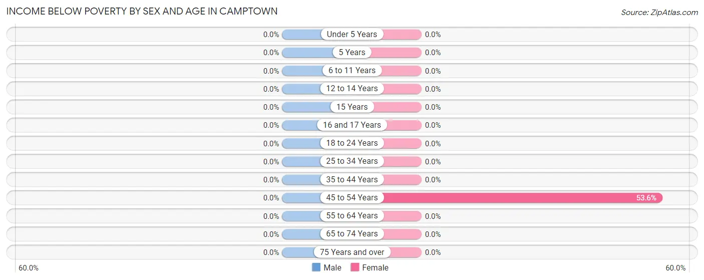Income Below Poverty by Sex and Age in Camptown