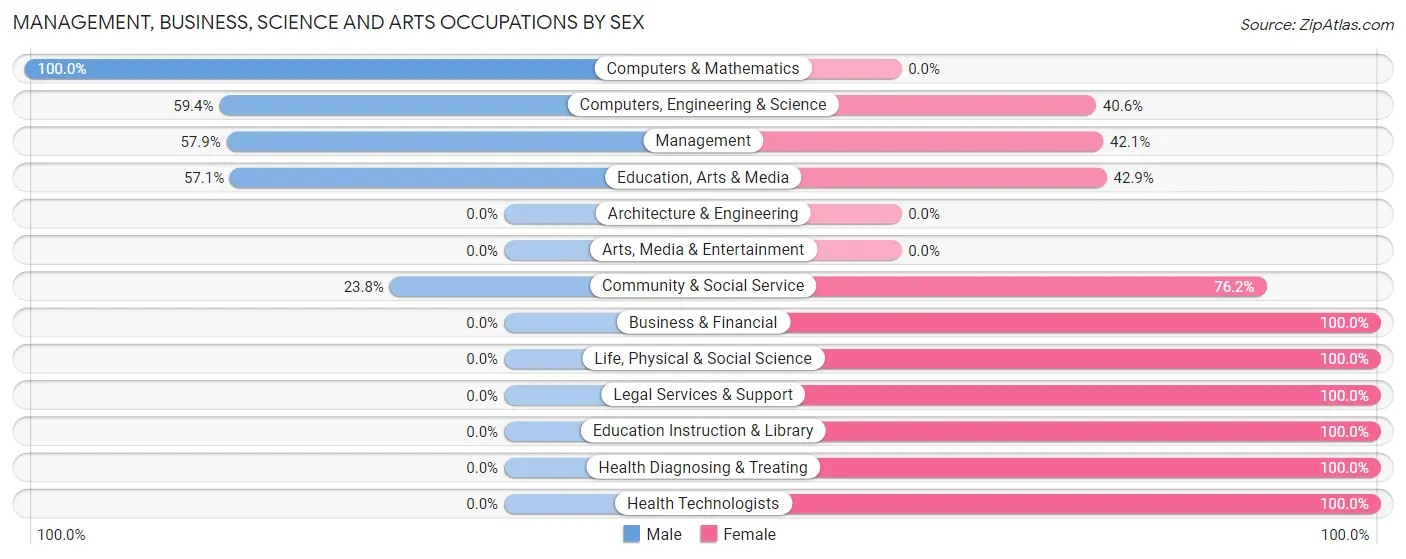 Management, Business, Science and Arts Occupations by Sex in Central Garage