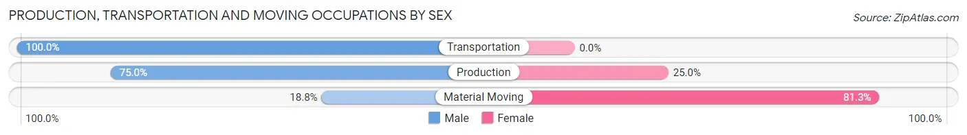 Production, Transportation and Moving Occupations by Sex in Chatham