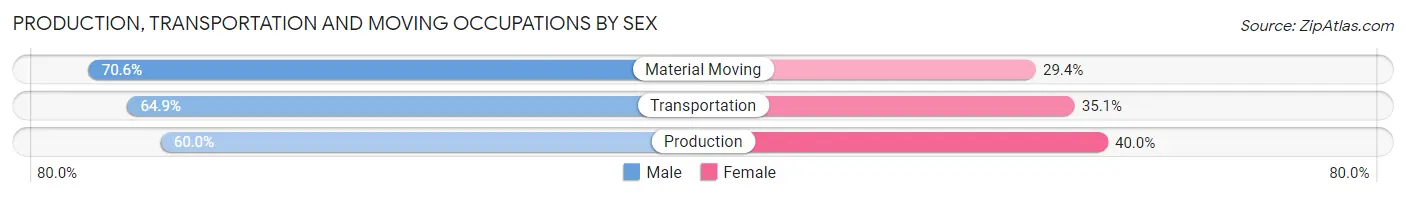 Production, Transportation and Moving Occupations by Sex in Cherry Hill