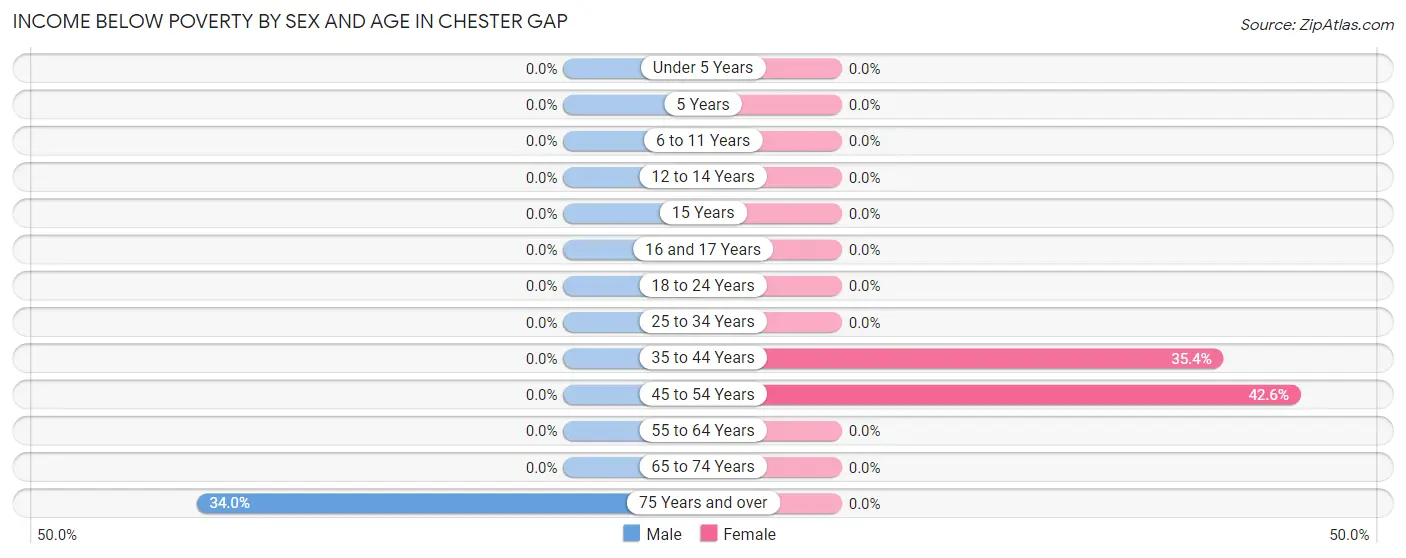 Income Below Poverty by Sex and Age in Chester Gap