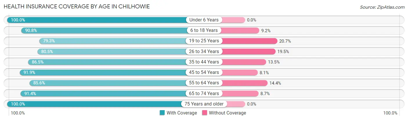 Health Insurance Coverage by Age in Chilhowie