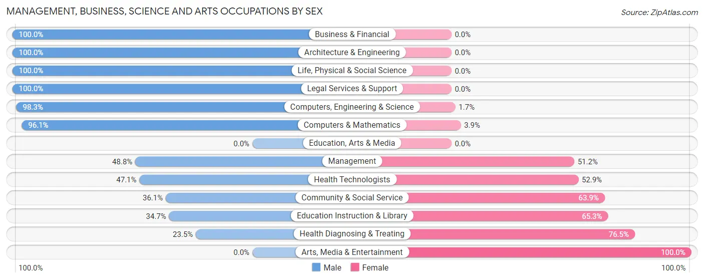 Management, Business, Science and Arts Occupations by Sex in Chincoteague