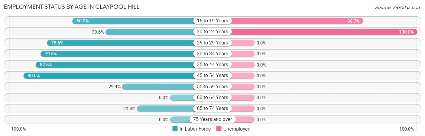 Employment Status by Age in Claypool Hill