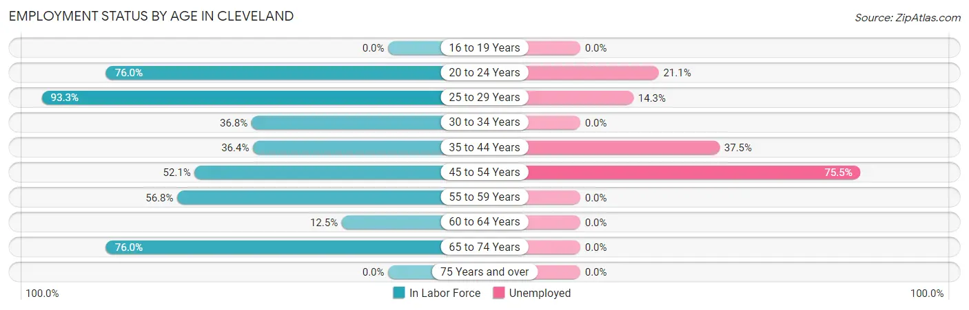 Employment Status by Age in Cleveland