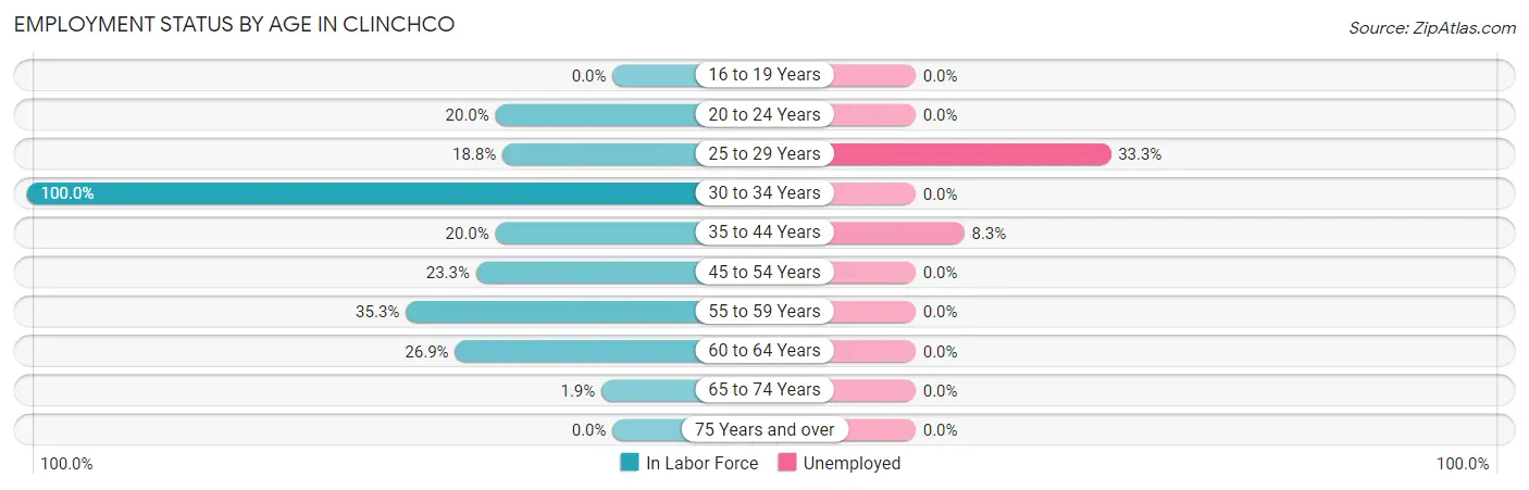 Employment Status by Age in Clinchco