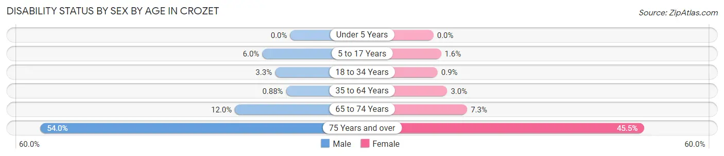 Disability Status by Sex by Age in Crozet