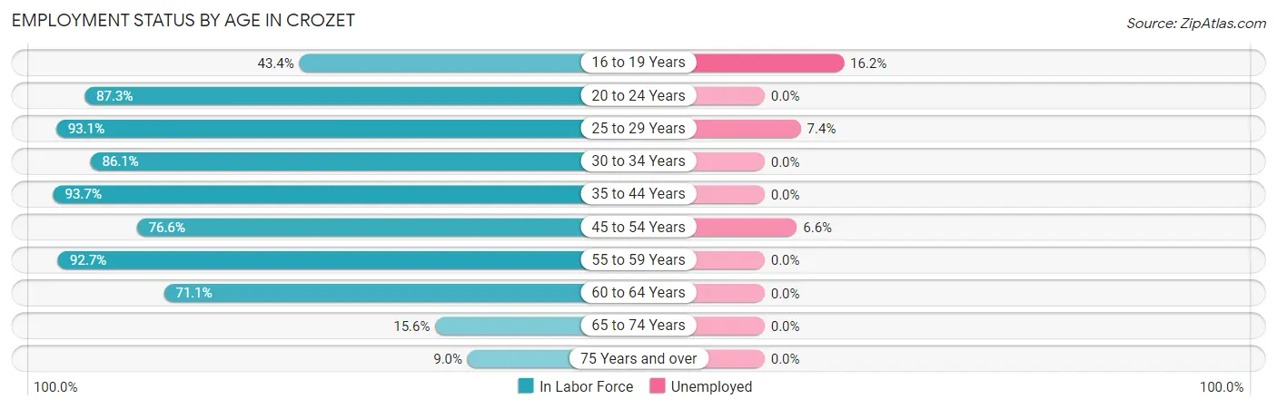Employment Status by Age in Crozet