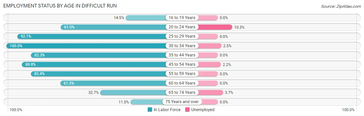 Employment Status by Age in Difficult Run