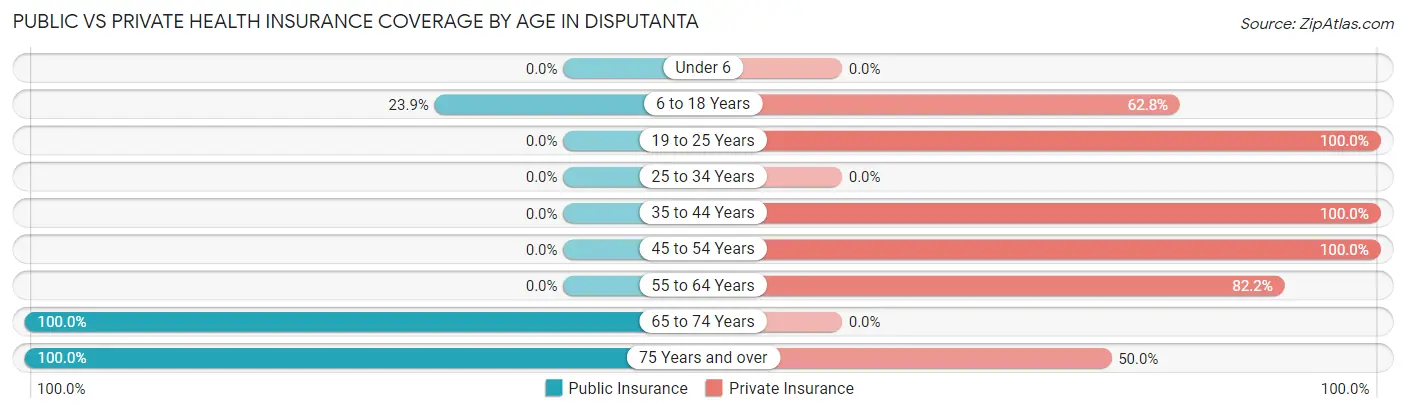 Public vs Private Health Insurance Coverage by Age in Disputanta