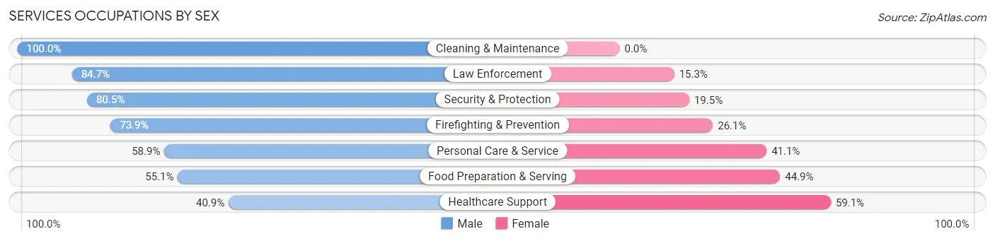 Services Occupations by Sex in Dranesville