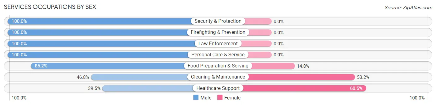 Services Occupations by Sex in Elkton