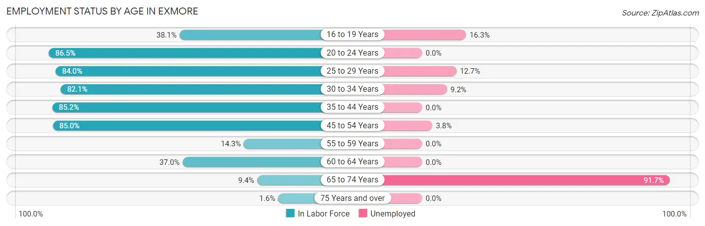 Employment Status by Age in Exmore