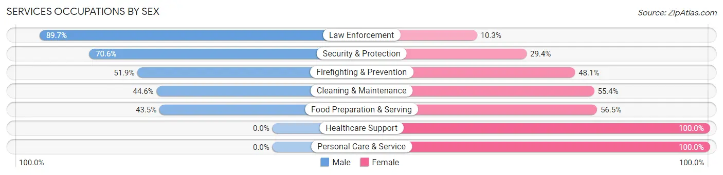 Services Occupations by Sex in Fair Lakes