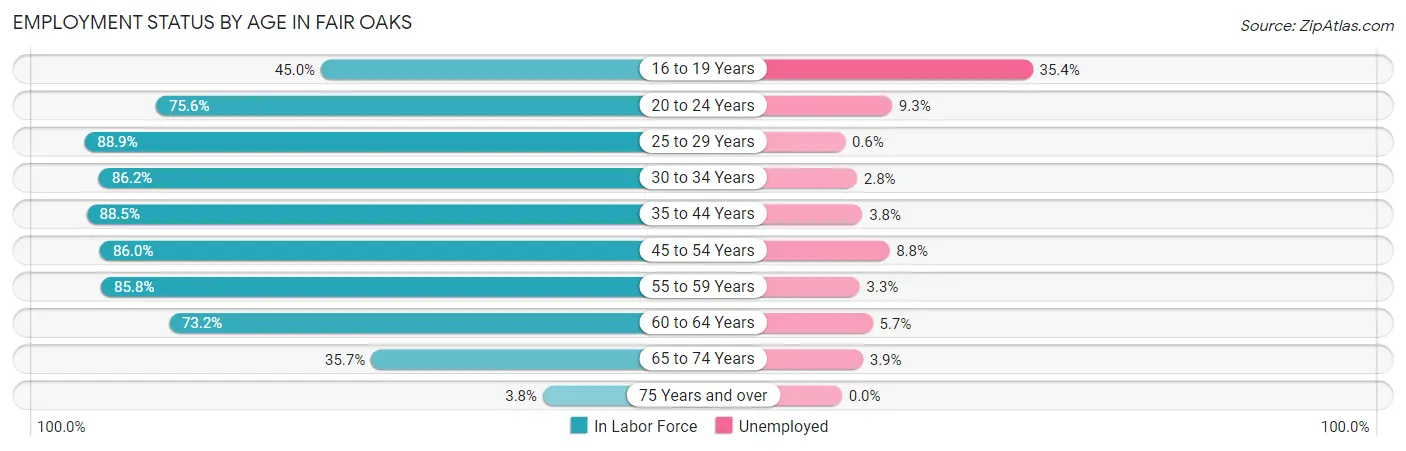 Employment Status by Age in Fair Oaks