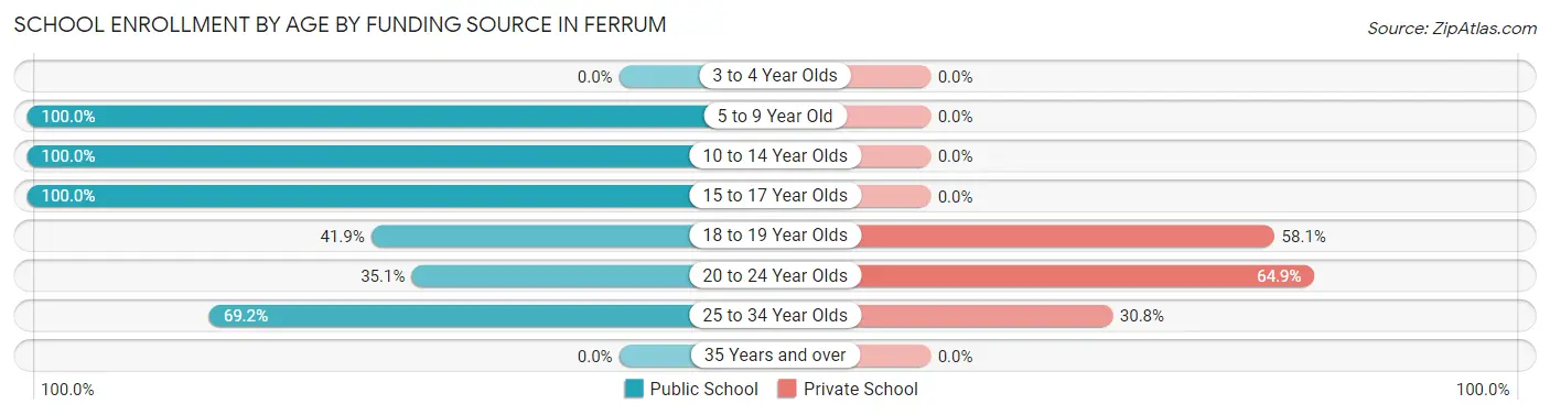 School Enrollment by Age by Funding Source in Ferrum
