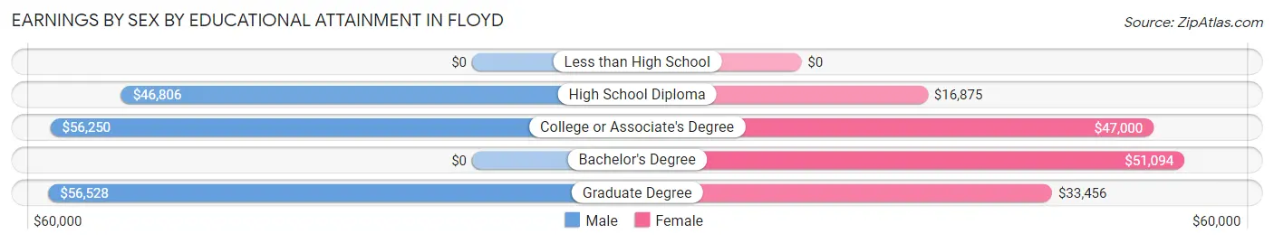 Earnings by Sex by Educational Attainment in Floyd