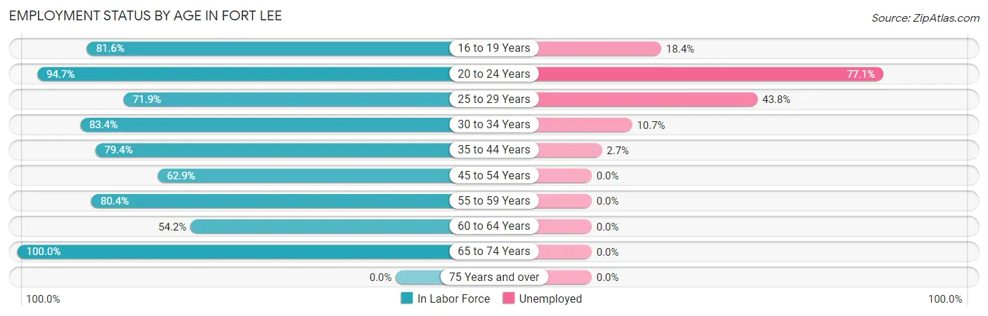 Employment Status by Age in Fort Lee