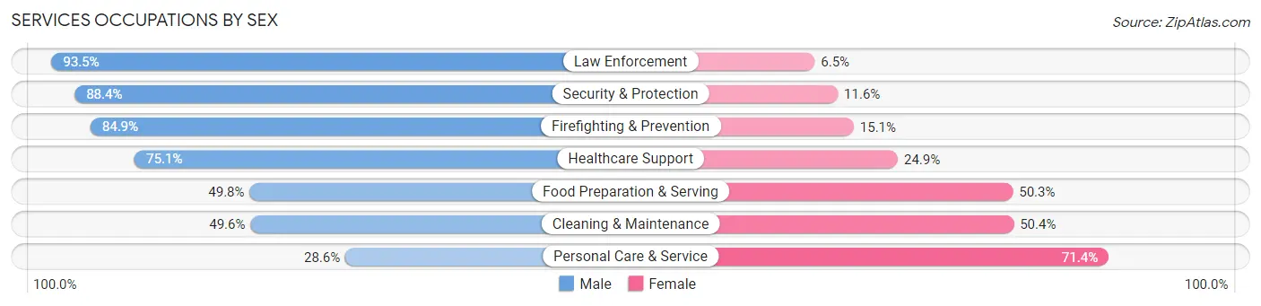 Services Occupations by Sex in Franconia