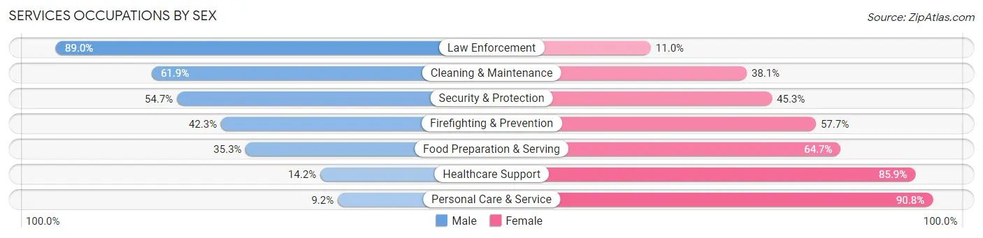 Services Occupations by Sex in Franklin Farm
