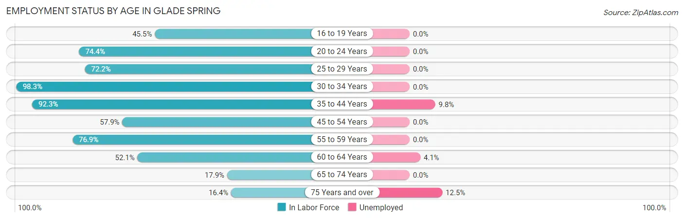 Employment Status by Age in Glade Spring