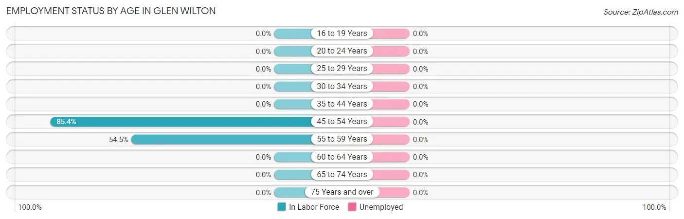 Employment Status by Age in Glen Wilton