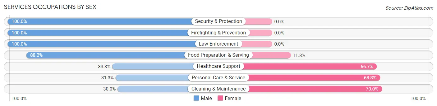 Services Occupations by Sex in Gordonsville