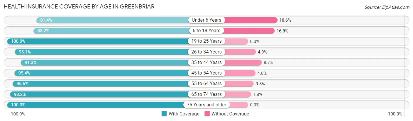 Health Insurance Coverage by Age in Greenbriar